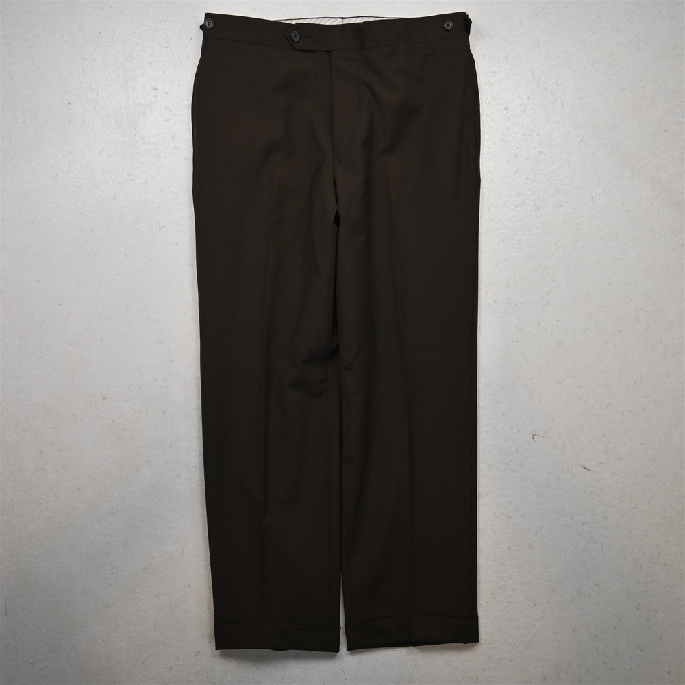 Samuelsohn 32x28 Olive Green Super 110s Wool Waist Tab Cuffed Dress Mens Pants